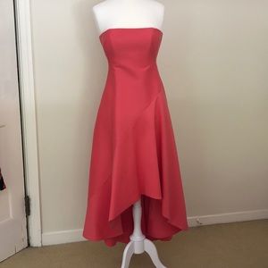 Halston Heritage coral high-low strapless dress